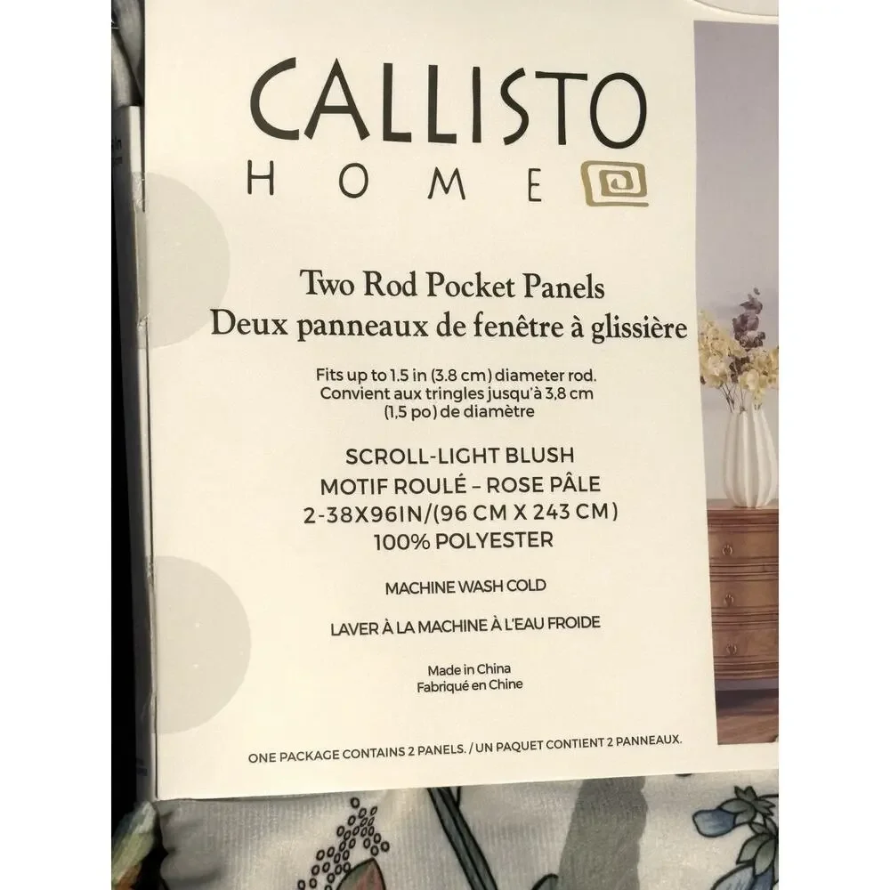 Callisto Home Peacock Bird Window Curtains Panels 38 X 96” Set Pair Ivory Drapes